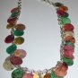 Reversible colourful shell necklace on silver chain
