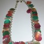 Reversible colourful shell necklace on silver chain