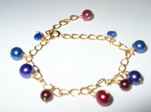 Gold Plated chain and coloured pearl bracelet
