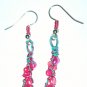 Pearl and aqua wire earrings