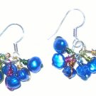 Wire wrapped shocking blue pearl earrings