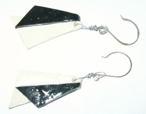 Black and white geometric design earrings