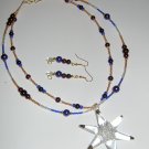 Purple Glass Star Earring and Necklace set