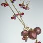 Purple wire wrapped long necklace and earring set