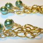 Teal Glass Pearl necklace and earring set