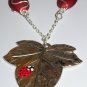 Red Ladybird or Ladybug necklace with earrings