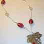 Red Ladybird or Ladybug necklace with earrings