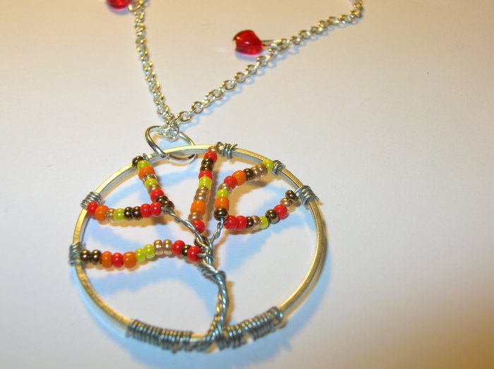 Tree on Fire on silver necklace chain