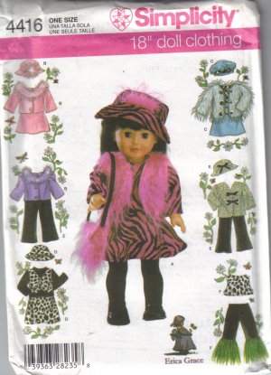 4416 Simplicity 18" Doll Clothes