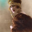 FLAPPER, BEADED HEADBAND Antique Photo Postcard Reproduction