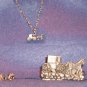 TORINO PEWTER HORSE/BUGGY POST EARRINGS/BROOCH & NECKLACE SET: