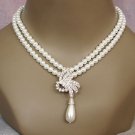 New Beautiful Bride Faux Pearl Necklace-earrings Set