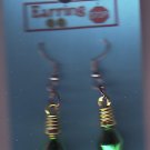 Green Dangle Earrings Christmas Light Bulb Handmade  #H013