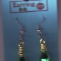 Green Dangle Earrings Christmas Light Bulb Handmade  #H013