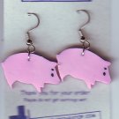 Pink Rubber Pig Dangle Earrings Handmade  H010