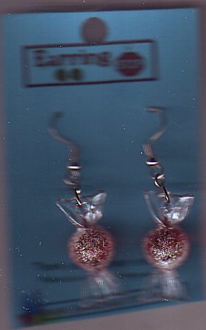 Red Round Candy Dangle Earrings Handmade  H012