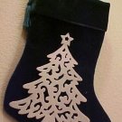 Dark Velvety Green Tree Christmas Stocking Handmade 200927