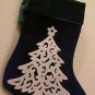 Dark Velvety Green Tree Christmas Stocking Handmade 200927