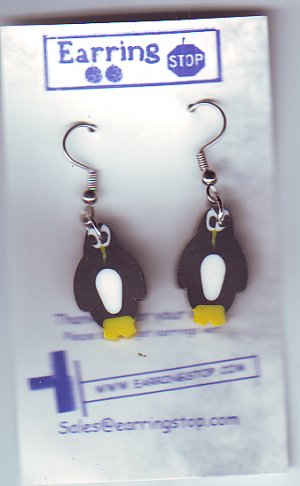 Penquin Dangle Earrings Handmade Rubber  H017