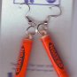 Orange Crayon Dangle Earrings Handmade  H016