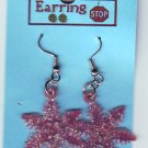Red SNOWFLAKE Earrings Dangle Handmade  H014