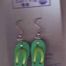 Green Flip Flop Dangle Earrings Handmade  H015
