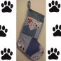 Dog Lover Denim Christmas Stocking Handmade Recycled One of a Kind 200912