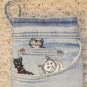 Cat Lover Denim Christmas Stocking Handmade Recycled One of a Kind 20096