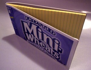 Journal LINED YELLOW PAD covered with Recycled MINI WHEATS BOX Made in USA #2010059