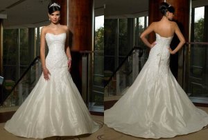 Free shipping maggie sottero a line strapless wedding dress Aleta