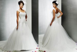 Free shipping maggie sottero a line strapless wedding gown Amber