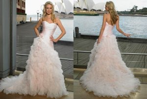 Free shipping maggie sottero a line strapless wedding gown Amour Bouquet
