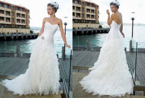 Free shipping maggie sottero a line strapless wedding gown Amour Brooch
