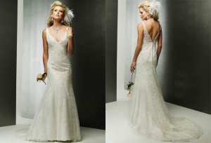 Free shipping maggie sottero a line strapless wedding gown Amy