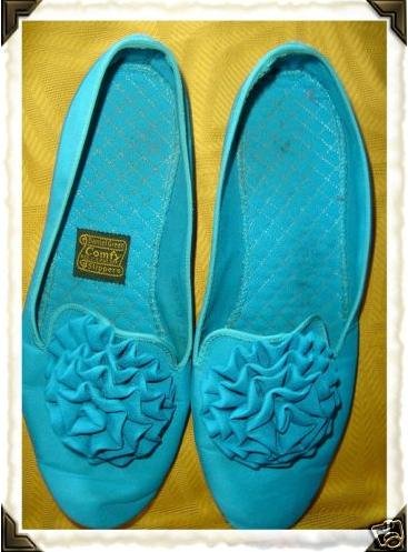 Vintage Psychedelic Teal Hippie Slippers HANDMADE IN THE USA