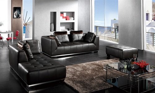 Black 3 Pc Modern Contemporary Leather Sofa Set Modern Design Furniture   4ab3f5fadce49 124702b 