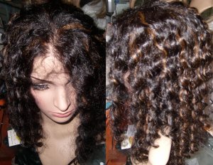 18 inch Kinky Curly Half Lace Human hair wig