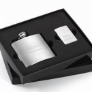 Brushed Flask and Zippo Lighter Gift Set