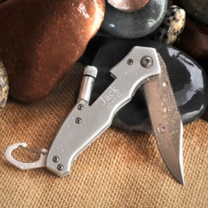 Personalized Klondike Folding Knife with Flashlight