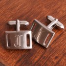 Brushed Silver Slotted Silver Cuff Links