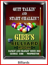 Personalized Traditional Pub Sign Billards