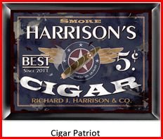 Personalized Traditional Pub Sign Cigar Patriot