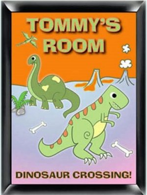 Personalized Childs Room Sign Dinosaur Crossing