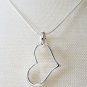 Sterling Silver Simple Hollow Heart Pendant Necklace