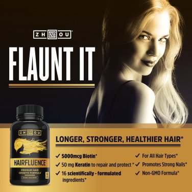 HAIRFLUENCE - Hair Growth Formula For Longer, Stronger, Healthier Hair -with Biotin, Keratin, Bamboo