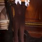 Opaque nylon thigh hi with chiffon ruffle and satin bow.