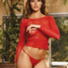 Fishnet long sleeve top with matching g-string.