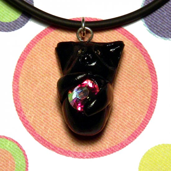 Kitty Hugging Rainbow Crystal-- Black