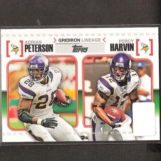 ADRIAN PETERSON & PERCY HARVIN - 2010 Topps Gridiron Lineage ...