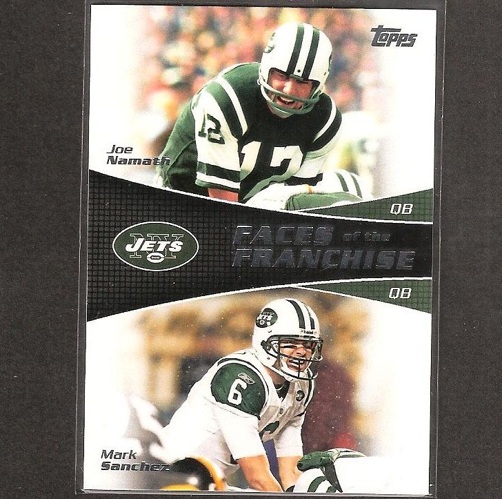 JOE NAMATH & MARK SANCHEZ 2011 Topps Faces of the Franchise - New York Jets